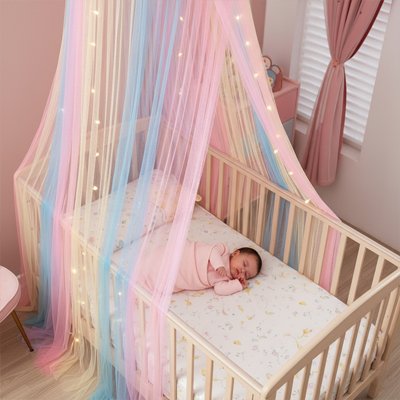 Ciel de lit multicolore bebe dort berceau