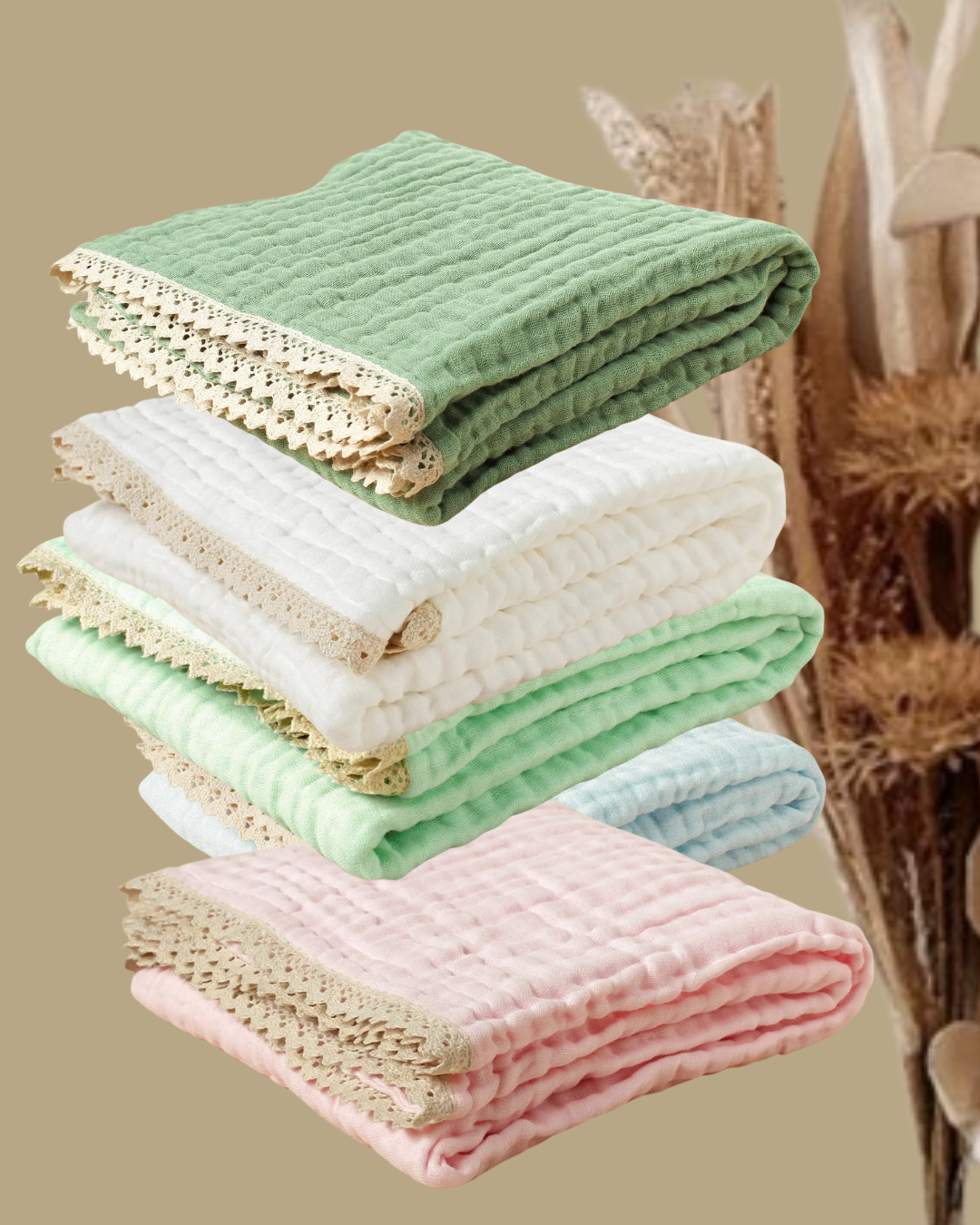couverture bebe coton bambou mousseline ensemble