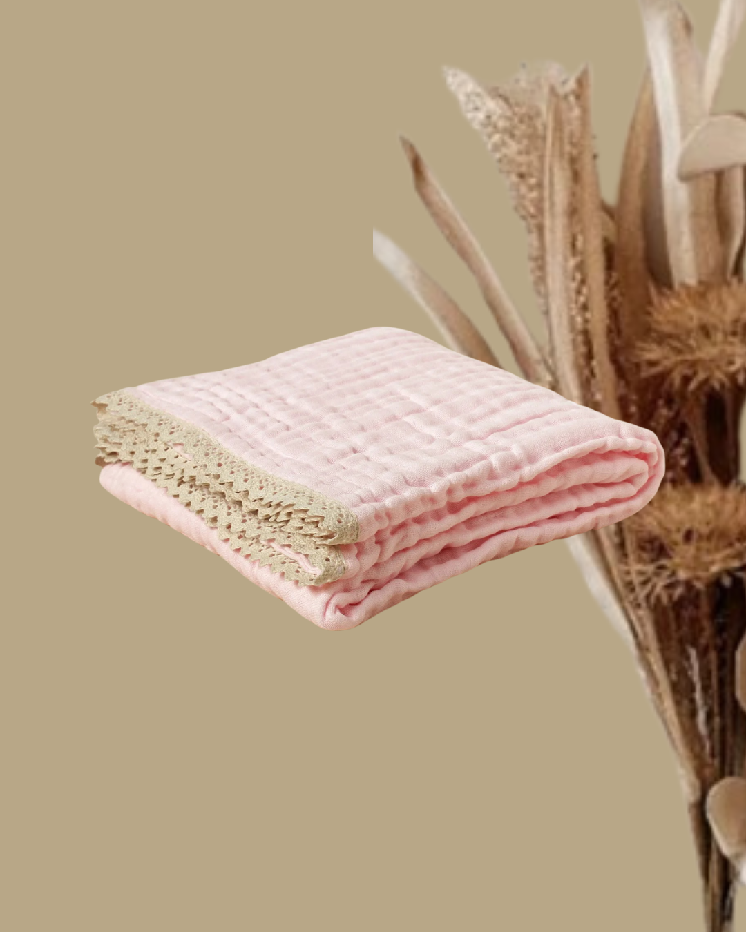 couverture bebe coton bambou mousseline rose