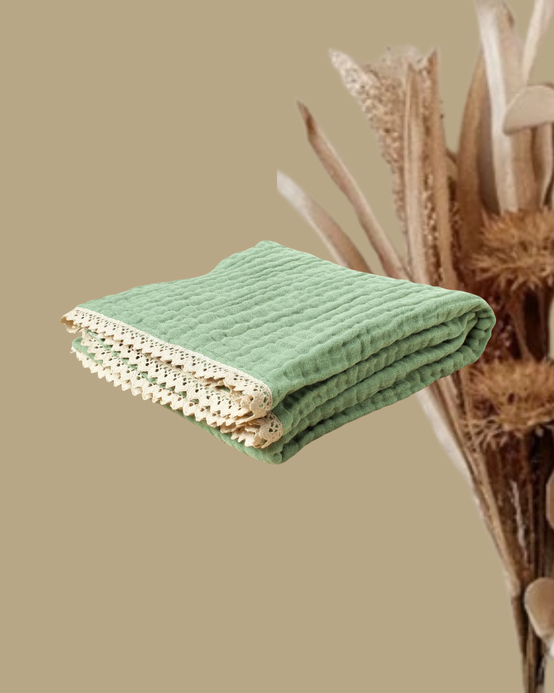 couverture bebe coton bambou mousseline vert