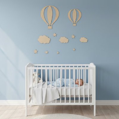 Decor bleu Stickers muraux chambre bebe dort berceau
