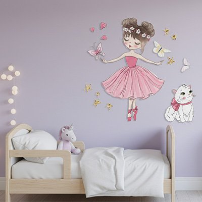 decor chambre colle Stickers muraux princesse rose