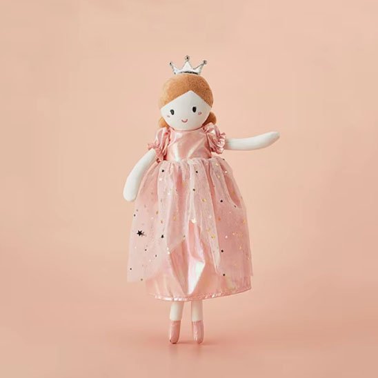 Doudou bebe fille rose design princesse avec couronne