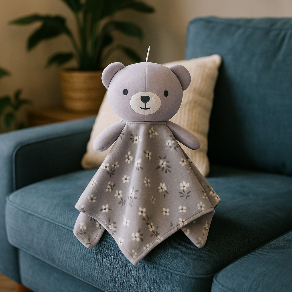 doudou bebe ourson coton divan decor bleu