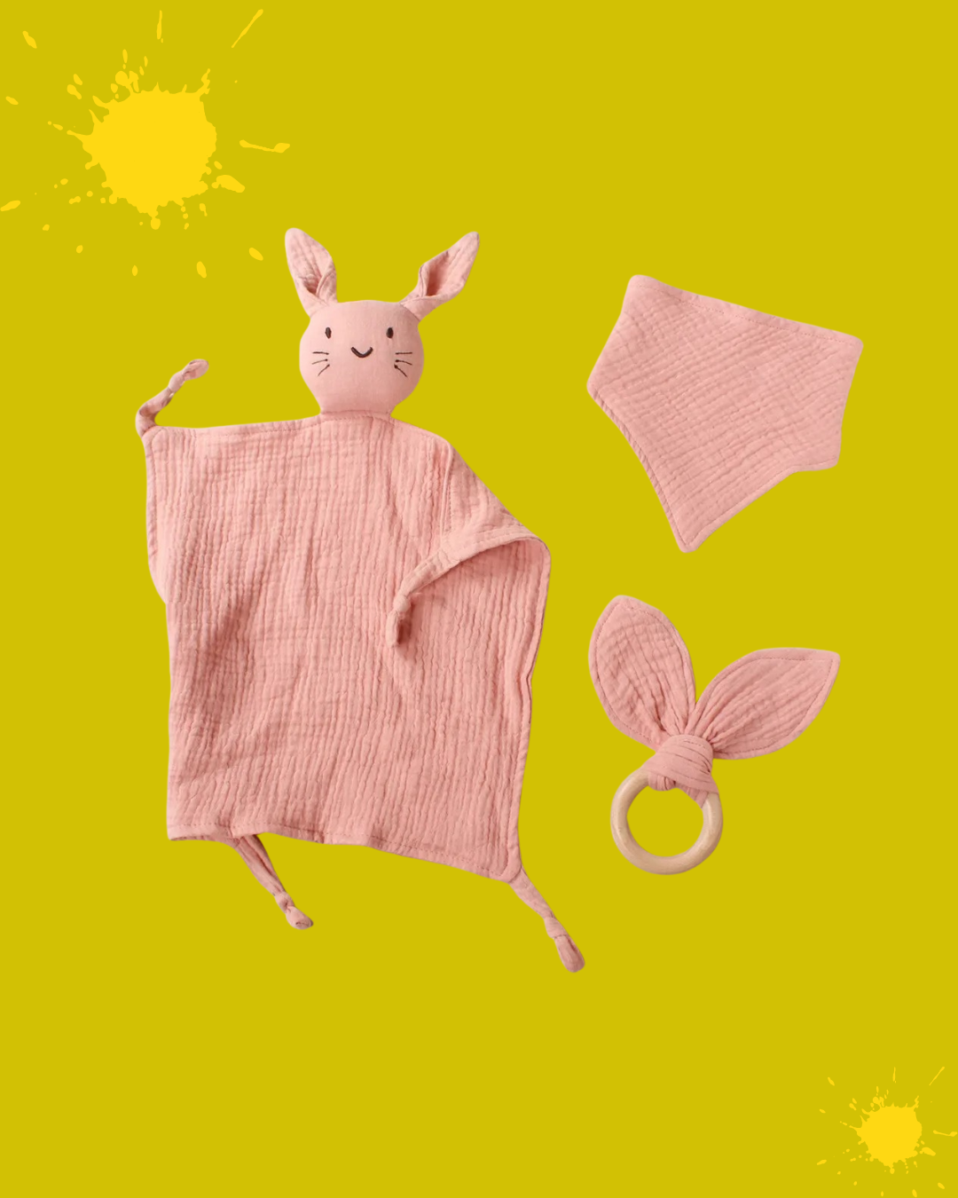 doudou bebe pur coton mousseline chat rose