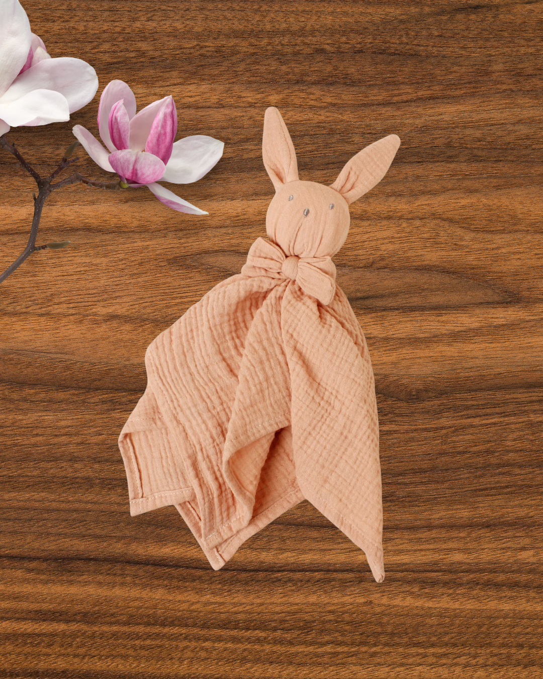 doudou lapin mousseline coton rose clair