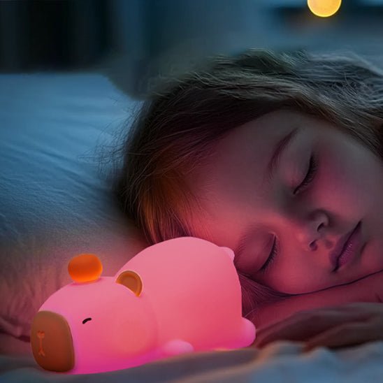 fiillette dort veilleuse bebe mini capy rose