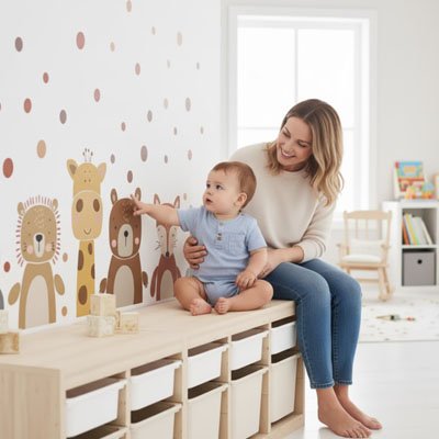 maman bebe assis support admirent decoration chambre Stickers muraux