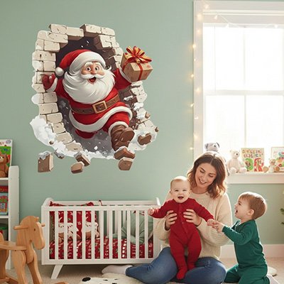 maman bebes habilles decor noel Stickers muraux pere noel