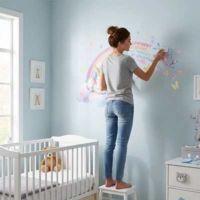 maman colle Stickers muraux enfant chambre bébé motif licorne