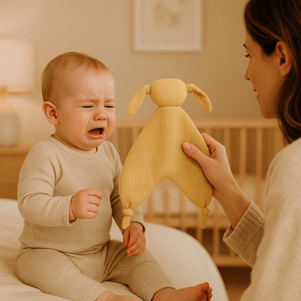 maman console bebe doudou bebe mousseline coton jaune