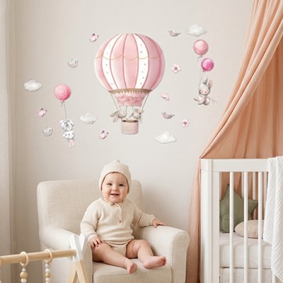 stickers muraux chambre bebe assis content