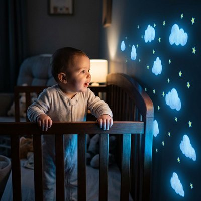 Stickers muraux chambre bebe berceau super heureux