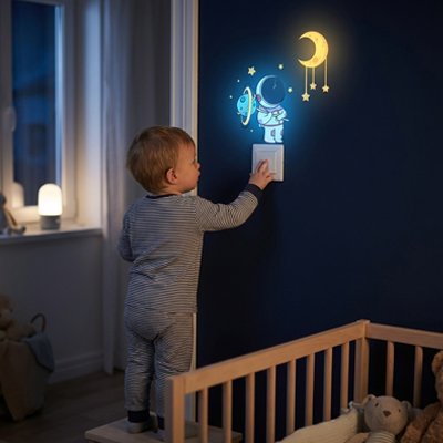 Stickers muraux chambre bebe debout support joue lumiere decoration chambre