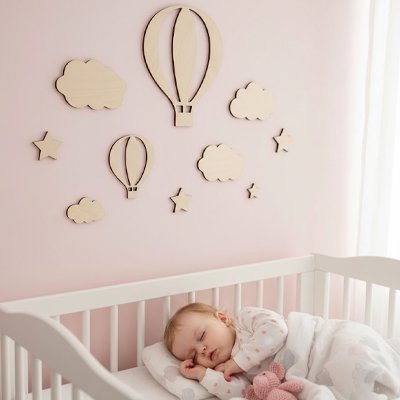 Stickers muraux chambre bebe dort berceu decor rose