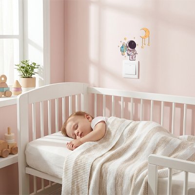 Stickers muraux chambre bebe dort paisiblement berceau jour