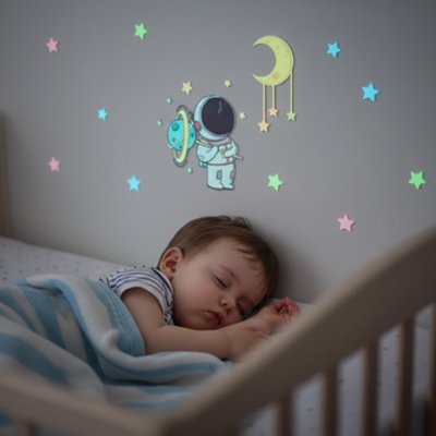 Stickers muraux chambre bebe dort profendement berceau