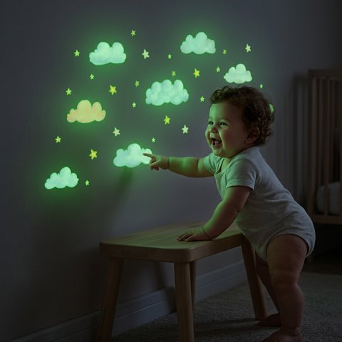 Stickers muraux chambre bleu bebe heureux chambre 
