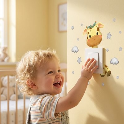 Stickers muraux enfant girafe béb heureux