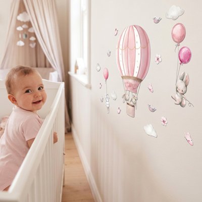 Stickers muraux montgolfiêrechambre bébé admire 