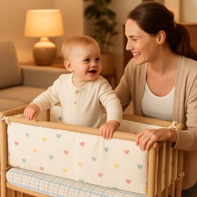 tour de lit bebe maman bebe amusent coeurs colores