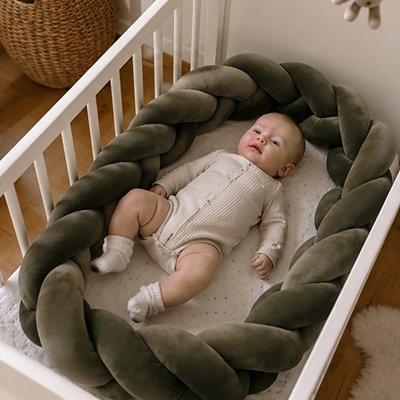 Tresse de lit entour bebe paisiblement couche berceau
