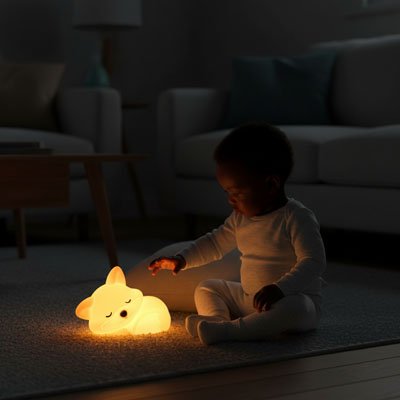Veilleuse renard bebe assis tapote veilleuse bebe